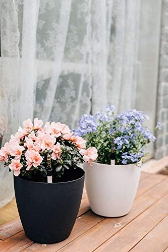 T4U 8.5 Inch Plastic Self Watering Planter with Water Level Indicator Black Set of 4, Modern Decorative Planter Pot for All House Plants, Flowers, Herbs, African Violets, Succulents - Image 3