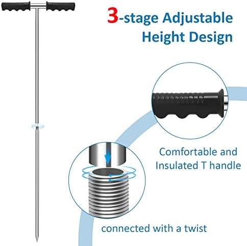 GADFISH Stainless Steel Soil Probe Rod,32-48 Inch Hight Adjustable Ground Rod Tool with T-Handle for Locating Septic Tanks,Underground Pipes,Water Lines,Graves and Gopher Runs - Image 4