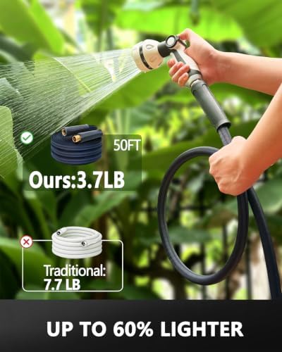 Garden Hose 75FT, Non-Expanding, 700 PSI Burst, 10-Pattern Nozzle - Image 4