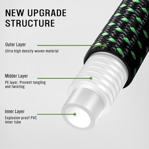 HBlife 50ft Garden Hose, Non Expandable Garden Hose with 10 Function Sprayer Nozzle, Flexible Lightweight Water Hose for Yard, Lawn, Car Wash and Outdoor - Image 2