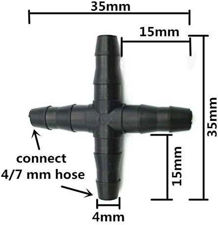 Hose Connector Adapter 200 Pcs Cross Straight For 4/7 Mm Hose 1/4 'barb Barbed Connector Cross Tee Threaded Garden Lawn Trees Greenhouse Irrigation (Diameter : 1/4'') - Image 2