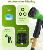 100ft Garden Hose，Non-Expandable Water Hose with 8 Function Spray Nozzle, Burst-Resistant，Kink-Free，Lightweight，Durable & Flexible 3/4" Garden Hose for Gardening, Yard，Lawn, Car Washing - Image 7