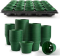 RooTrimmer 3 Inch Nursery Pots 100 Pcs with 5 Pcs 20 Cell Nursery Pot Trays, 5 Sets Seed Starting Kit for Seedlings, Propagation and Home Gardening, Sturdy Green Seeds Starter Pot Tray Germination Set by RooTrimmer