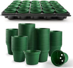 RooTrimmer 3 Inch Nursery Pots 100 Pcs with 5 Pcs 20 Cell Nursery Pot Trays, 5 Sets Seed Starting Kit for Seedlings, Propagation and Home Gardening, Sturdy Green Seeds Starter Pot Tray Germination Set by RooTrimmer