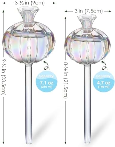 NiHome Cactus-Shaped Glass Plant Self-Watering Globes 6-Pack, Glass Waterer Stakes for Potted Plants, Automatic Mini Irrigation System, Adorable Gardening Tool (Iridescent, 3 Large + 3 Medium) - Image 6