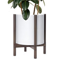 D'vine Dev Plastic Pot with Walnut Wood Stand, White, 14 in, 55-C-R-1 by DvineDevPlanterPotsandStand