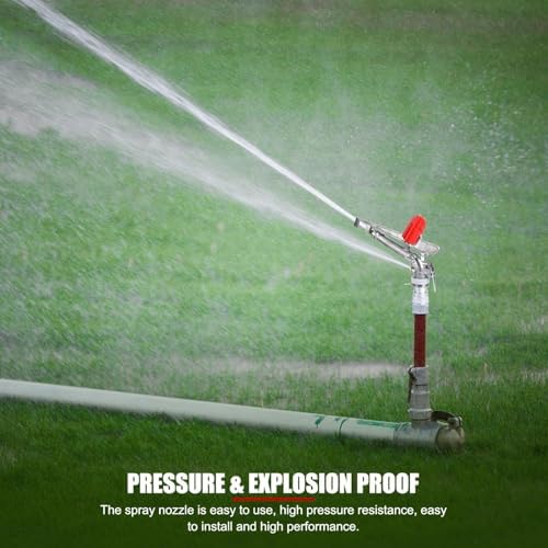 1.5in 360° Agriculture Farm Irrigation Sprinklers, Adjustable Impact Gun Sprinkler with Nozzle Set Large Area Irrigation Watering Spray Gun, Female Thread Rocking Arm Rotation Accessories - Image 4