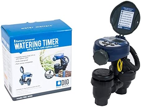 DIG RBC 8000 Battery Powered Irrigation Automatic Controller with 3/4" Anti-Siphon Valve - Advanced, Safe, and Convenient for Sprinklers or Drip Irrigation System by DIGCorp%7CDripIrrigation%E2%80%93MicroIrrigation