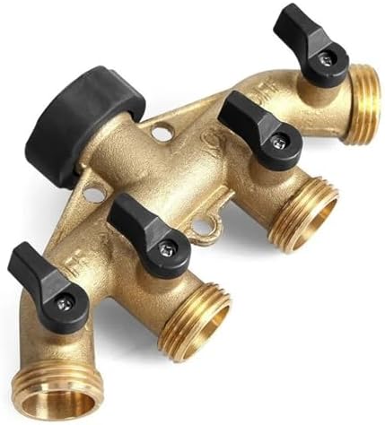 Garden Tap Splitter Brass 2/4 Way Faucet Water Splitter Y Type Garden Hose Splitter Watering Tap Connector Distributor for Outdoor Faucet for Outdoor (4 Way) - Image 2