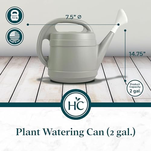 Standard Watering Can - Plant Watering Can - Small Plastic Garden Water Pot for Indoor Outdoor Plants Flowers by The HC Companies, 2 Gallon, Cool Gray - Image 4
