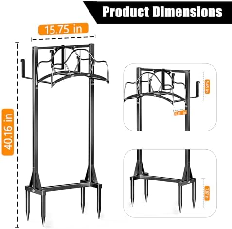 Garden Hose Holder Heavy Duty Metal Hose Stand Sturdy Freestanding Hose Hanger, Detachable Storage Rack for Outside Yard Lawn - Image 4