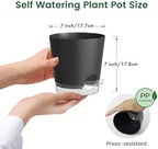 Meowell 7 inch Self Watering Pots for Indoor Plants, 5 Pack Plant Pots with Drainage Holes & Clear Reservoir for Visible Water Level, Plastic Wicking Planter Pots for House Plants and Flower, Black - Image 2