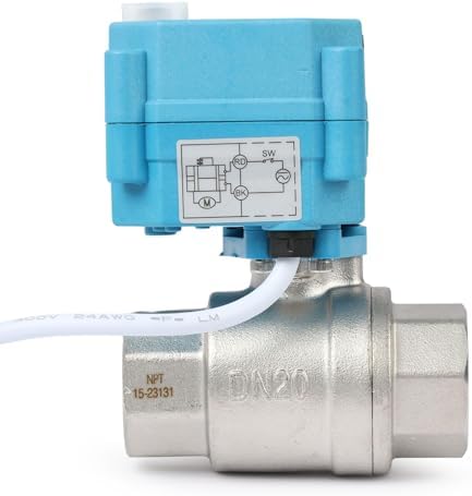 U.S. Solid Motorized Ball Valve - IP67 3/4inch Stainless Steel Ball Valve 9-24V with Waterproof Cover, Full Port, Manual Function, 2 Wire Auto Return, NPT, Normally Open - Image 5