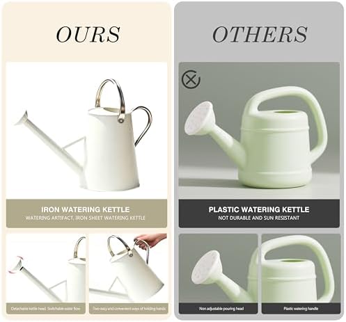 1.5 Gallon Metal Watering Can for Outdoor Plants, Large Watering Can,White - Image 5