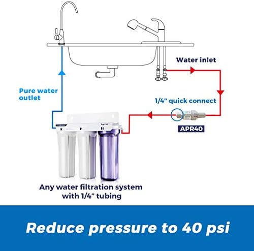 iSpring APR40 Pressure Regulator Filter Protection Valve with 1/4" Quick Connect, 40 psi - Image 3