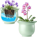 Suclain 2 Pack Ceramic African Violet Pots Self Watering Plant Pot Effortless Self Watering Plant Flower for Busy Lovers, Indoor(Green,6.5 Inch) by Suclain