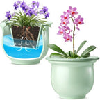 Suclain 2 Pack Ceramic African Violet Pots Self Watering Plant Pot Effortless Self Watering Plant Flower for Busy Lovers, Indoor(Green,6.5 Inch) by Suclain