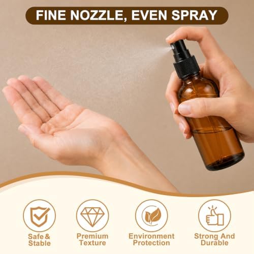 BESNEL 30 PACK 4oz Amber Glass Spray Bottles, Small, Fine Mist Refillable - Image 4