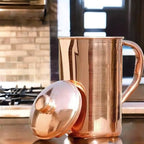 100% Pure Copper Pitcher 50.72 Oz / 1500 ml | Drinking Water Traditional Plain Pitcher With Lid | Copper Jug Handle Water Bottle | Ayurveda Health Benefits | Serving Water in Daily Use - Image 6