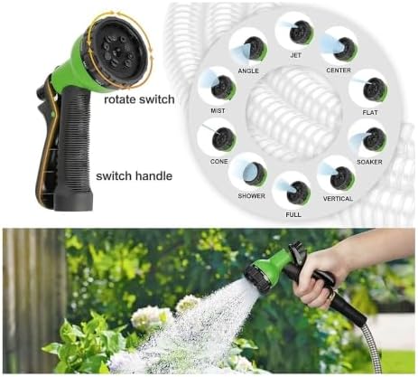 25FT Metal Garden Hose 5/8", 304 Stainless Steel with 2 Spray Nozzles (10 Patterns) & 1 Twist Nozzle, Solid Brass Fittings, No-Kink, Puncture Resistant for Yard, Lawn & Patio - Image 4