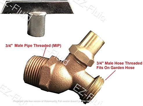 EZ-FLUID 3/4"MIP X 3/4" MHT Male Hose Threaded Hose Connector Hose Bib w/Loose Key,Heavy Duty Brass No-Kink Hose Bibb Water Faucet,Outdoor Garden Hoses Spigot Shut Off Valve Hose Facuet Bibs(10 Packs) - Image 3
