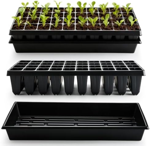 RooTrimmer 10 Pack 1020 Seed Starter Trays and 10 Pcs 40 Cell Plug Trays, Thick Durable Seedling Plastic Nursery Tray for TD542 1020 Tray Germination (10 Sets) by RooTrimmer