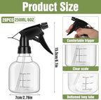 20 Pcs Empty Plastic Spray Bottles 8oz Mini Refillable Spray Bottle with Adjustable Nozzle Black Sprayers Small Spray Bottles with Scale for Cleaning, Hair, Plant, Kitchen - Image 2