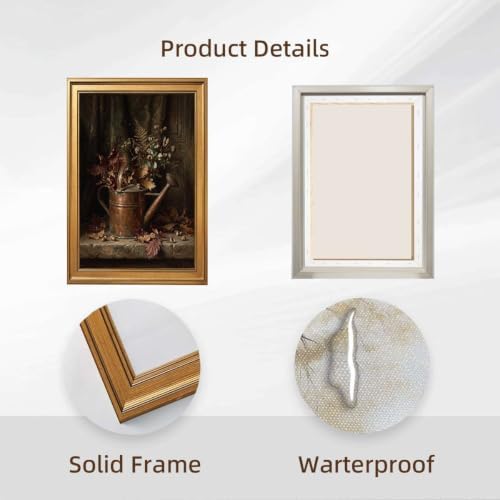Gold Vintage Framed Still Life Watering Can Wall Art Autumn Leaves Print - Image 2