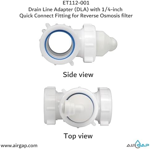 Drain Line Adapter (DLA) with 1/4-inch Quick Connect Fitting for Reverse Osmosis filter (ET112-001, 12-25QC, DLA-12) - Image 4