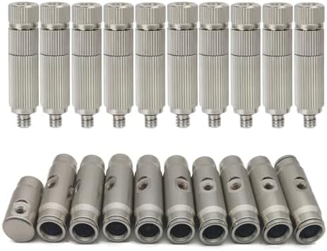 10 Pack High Pressure Brass Misting Nozzle with Filter 10/24 UNC Fog Nozzles with 3/8" Interface Quick Connector, 3/16" Spray Head, Dust Control Water Misting Nozzle(Size:Orifice 0.7mm,) by Unknown
