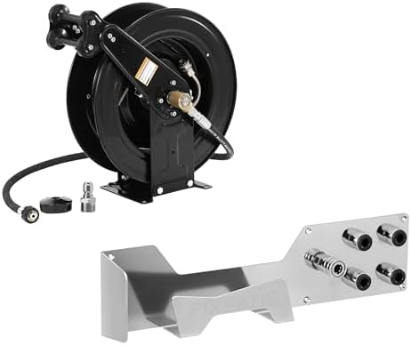 FIXFANS High Pressure Washer Hose Reel for Water/Air/Oil, Pressure Washer Gun Holder by FIXFANS
