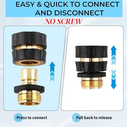 Quick Connect Hose Fittings Male and Female Set, 3/4 Inch Water Hose Connector with Rubberized Grips, Aluminum Garden Hose Fitting Quick Connector for Garden Kitchen(4 Sets) - Image 6