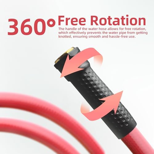 50 ft Heavy Duty 3/4” Red Garden Hose, Solution4Patio, Male/Female Fittings - Image 3