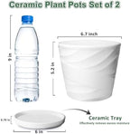 6 Inch Plant Pot,Ceramic Planter with Drainage and Saucer(6.7 In Diameter) - Image 3