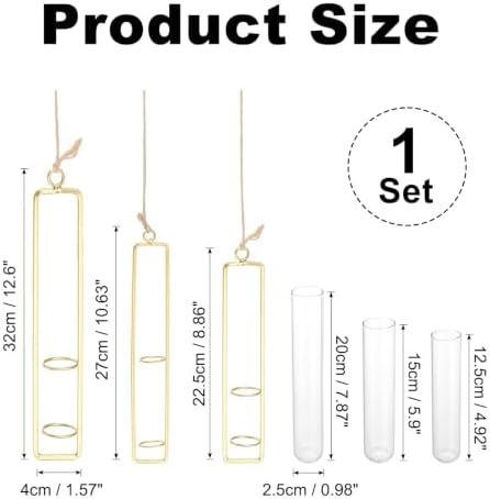 METALLIXITY Hanging Clear Glass Hydroponic Plant Propagation Tube Vase 3Pcs - Image 2