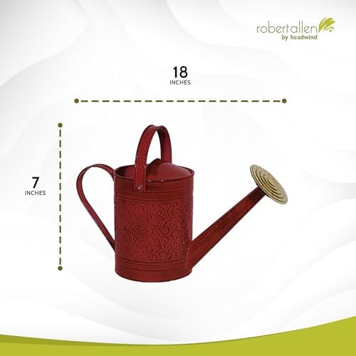 Headwind Morgan 1 Gallon Watering Can with Brass Rose Sprinkler Head, Vintage Metal Watering Can for Outdoor Plants & Indoor Garden, Embossed Powder-Coated Steel – Autumn Blaze - Image 2