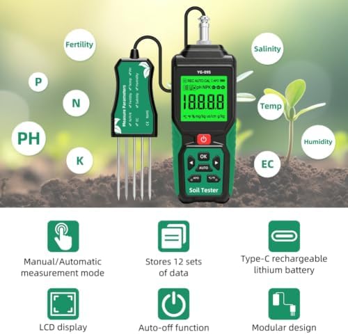 Digital N P K Sensor 9 in 1 Soil Tester PH EC Meter Temperature Moisture Salinity Fertility Detector Analyzer for Garden - Image 4