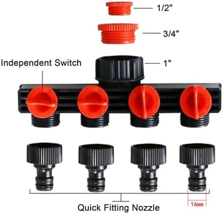 Garden Watering Irrigation Tools 4-Way Tap Hose Splitter Drip Manifold Fittings Pipe Connector Set Faucet Quick Thread - Image 3