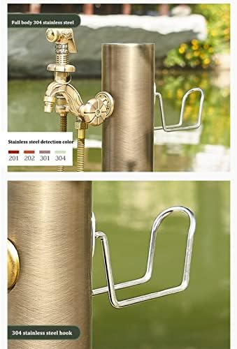 Stainless Steel Cylindrical Vertical Garden Water Column,Garden Hose Holder with Full Copper Faucet,Retro Outdoor Courtyard Garden Fountain Faucet Water Column, Suitable for Car Washing and Watering - Image 3