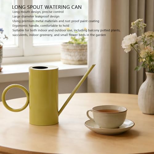 Generic Long Spout Watering Can Stainless Steel Indoor Plant Watering Can 1.5L Leakproof Metal Design Ergonomic Handle Wide Opening for Houseplants Patio Garden Use - Image 4
