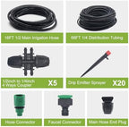 82FT Drip Irrigation System Automatic Micro Drip Kit with 1/2 and 1/4 inch Irrigation Tubing Hose Adjustable Nozzle Sparkle Garden Watering System for Flower, Potted Plants, Vegetable, Greenhouse - Image 5