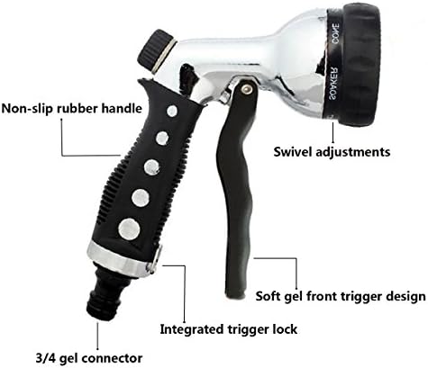 Metal Garden Hose Nozzle, High Pressure Hand Sprayer, Heavy Duty 7 Patterns Water Spray Gun with Insulated Grip, Multifunctional Adjustable Water Gun, for Car Wash Cleaning Watering Lawn Garden - Image 4