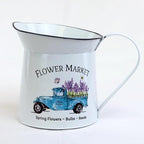 White with Blue Truck 'Flower Market' Pitcher by Unknown