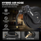 Retractable Air Hose Reel, 3/8 IN x 50 FT Hybrid Air Hose Max 300 PSI, Air compressor hose reel with 5 ft Lead in, Ceiling/Wall Mounted air hose reel,Heavy Duty air tool - Image 4