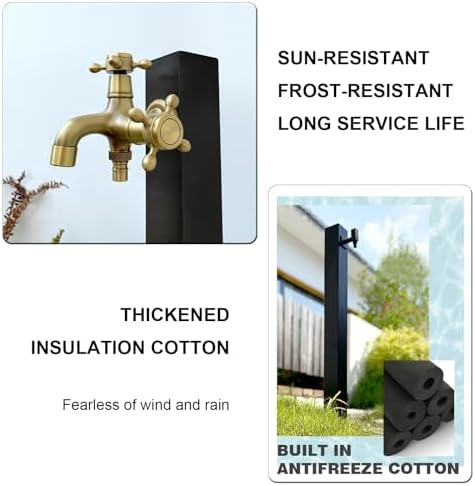 Floor Mounted Faucet Outdoor Water Pipe Vertical Fountain Irrigation Column,Frost Free Outdoor Faucet with Garden Hose Extender, Freestanding Stainless Steel Spigot & Removable Hose Reel Sta - Image 6