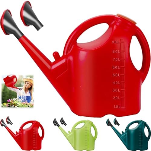 2 Gallon Watering Can for Plants, 9L Large Plastic Garden Watering Can with Removable Spout, Sprinkling Can for Outdoor Lawn Patio (Red) by Unknown