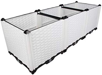 Hershii Garden Raised Bed Kits Rectangular Plastic Deepened Plant Containers Indoor Outdoor Vegetables Herbs Flowers Growing Planter Box - White - 46.06 X 15.35 X 14.96 Inches by FineLivingStartingwithaHome