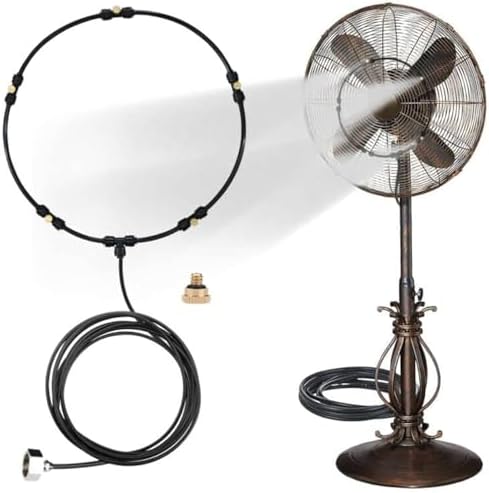 Outdoor Misting Fan Kit for a Cool Patio Breeze,Water Mister Spray for Cooling Outdoor,32FT (10M) Misting Line + 5 Brass Mist Nozzles + a Brass Adapter(3/4) Fit to Any Outdoor Fan by LANDGARDEN