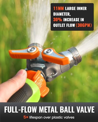 RAINPOINT Garden Hose Splitter 2 Way Heavy Duty, Water Hose Y Spigot Splitter with Shutoff Valves,100% Metal Body Water Hose Connector with Shut-Off Valve, 1.9" Metal Handle, 3/4" GHT Thread(Orange) - Image 4