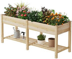 Raised Garden Bed Elevated Wood Planter Box with Shelf Garden Planter - Image 7